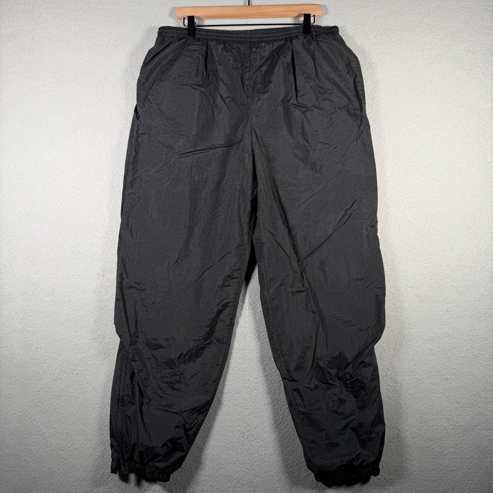 Nike Vintage Windbreaker Pants Mens Large Black Nylon Track Pants 34x30 90's